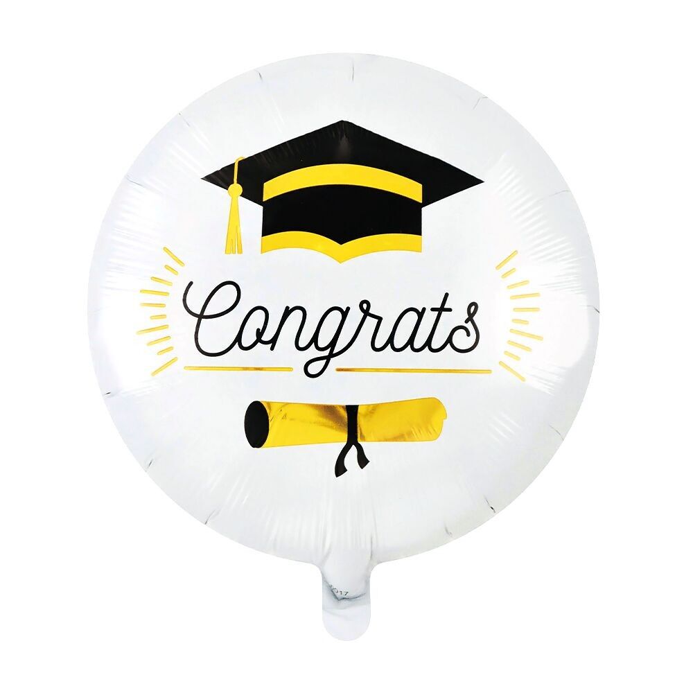 Ballon aluminium 18" rond « Félicitations » blanc