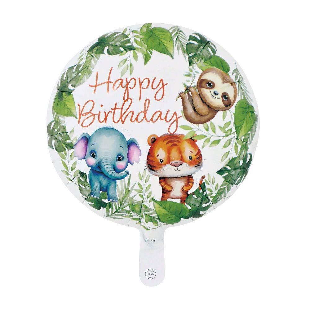 Ballon aluminium rond 18" - Joyeux anniversaire Jungle