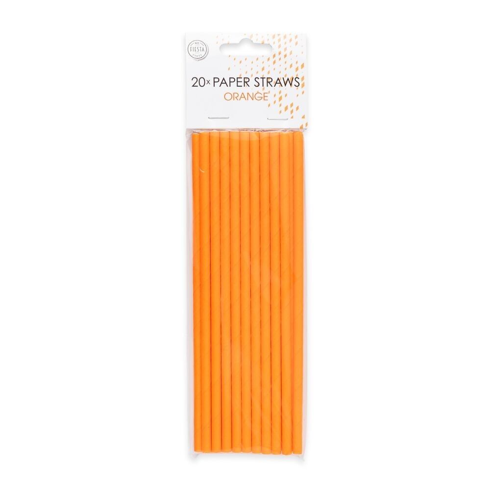 20 pailles en papier 6 mm x 197 mm uni orange