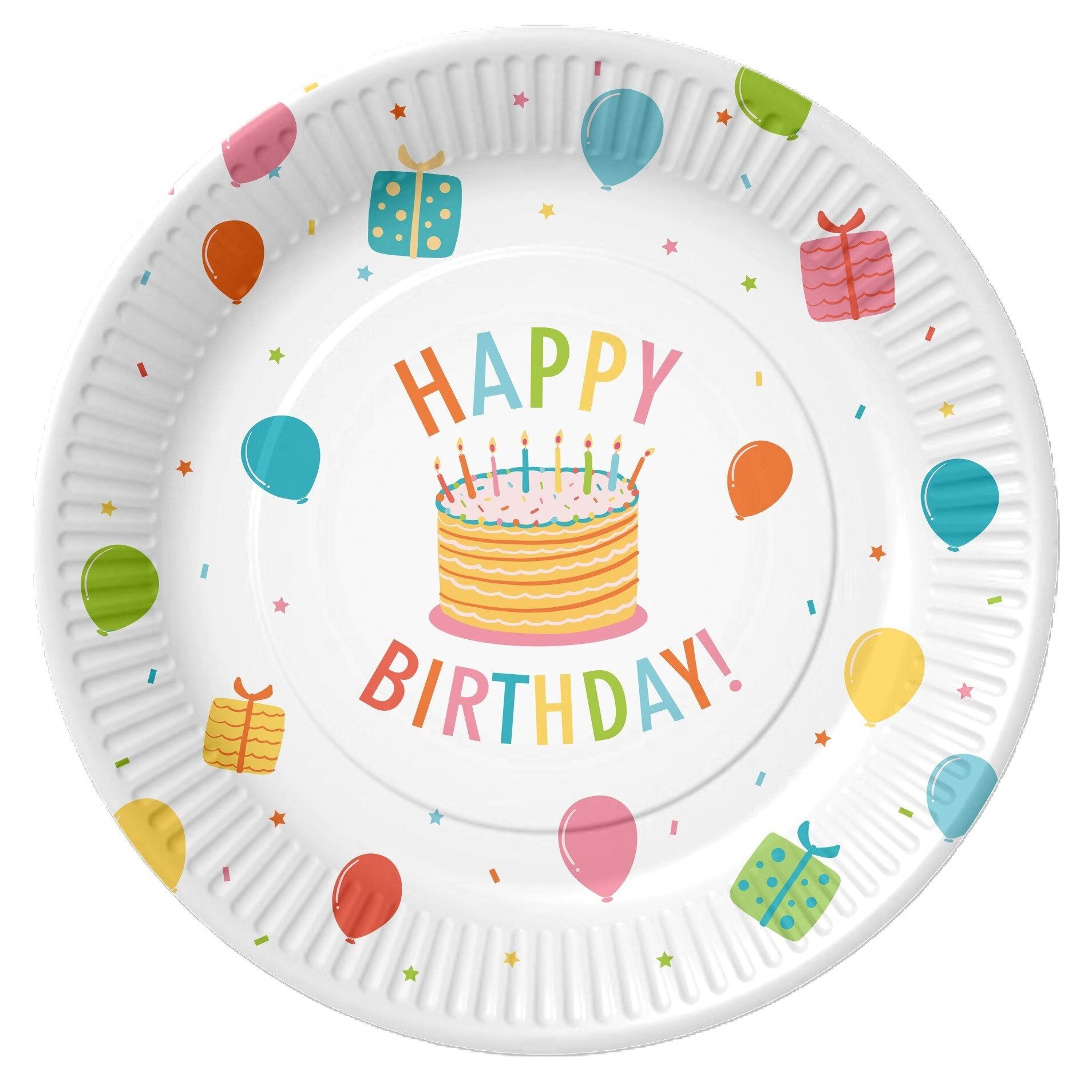 8 assiettes en carton 23 cm FSC - Joyeux anniversaire enfants