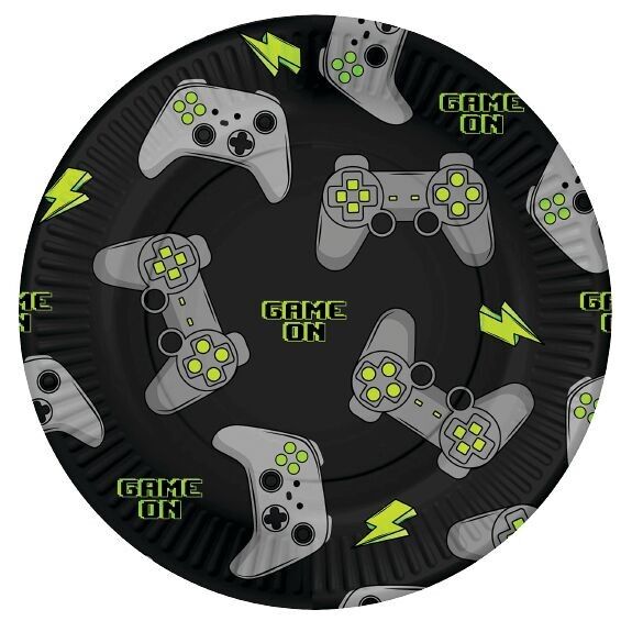 8 assiettes en carton 23 cm FSC - Gaming
