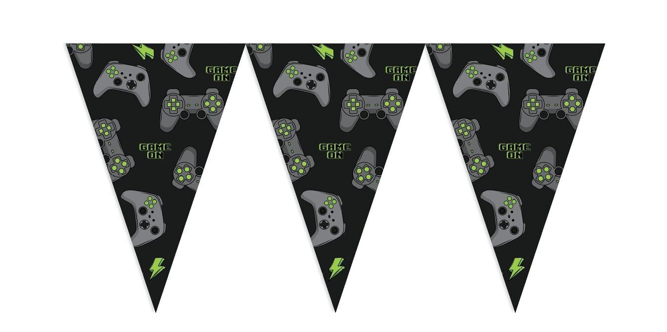Guirlande de fanions PET 10 m - Impression recto verso - Format drapeau 20 x 30 cm - Gaming