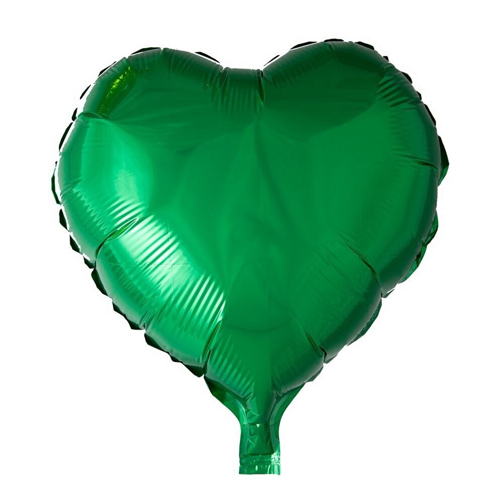 Ballon aluminium forme coeur 18'' vert en vrac