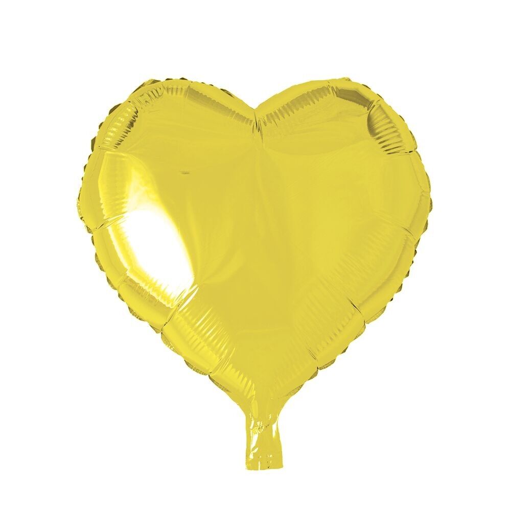 Ballon aluminium forme coeur 18'' jaune en vrac