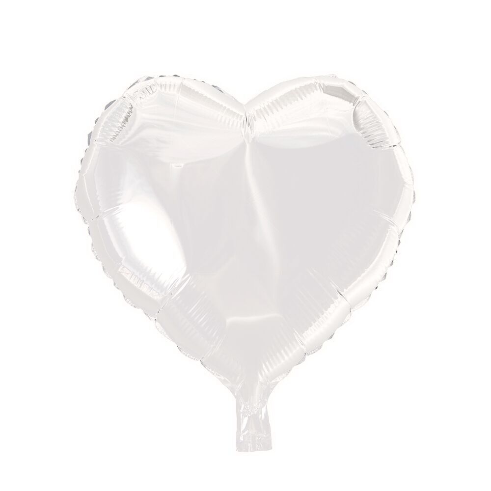 Ballon aluminium forme coeur 18'' blanc en vrac