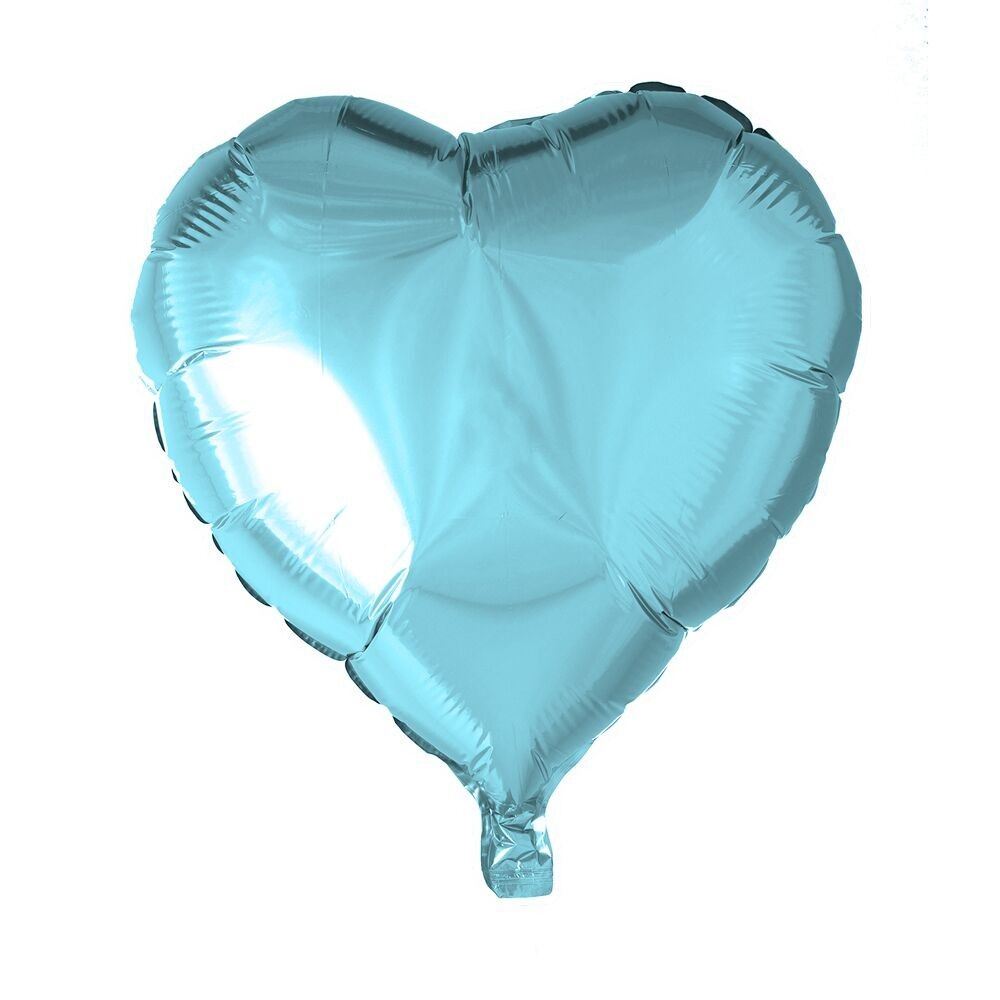 Ballon aluminium forme coeur 18'' bleu clair (glace) en vrac