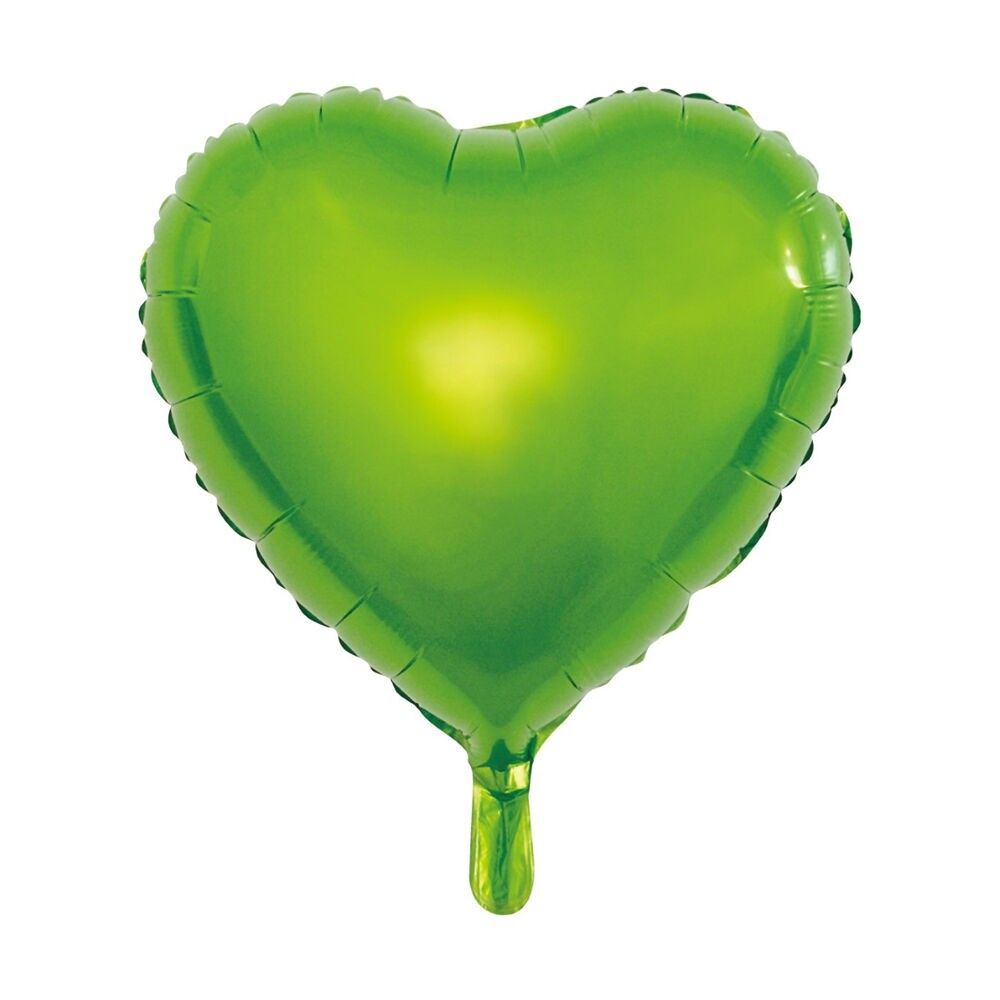 Ballon aluminium en forme de cœur 18'' vert clair, emballé en vrac