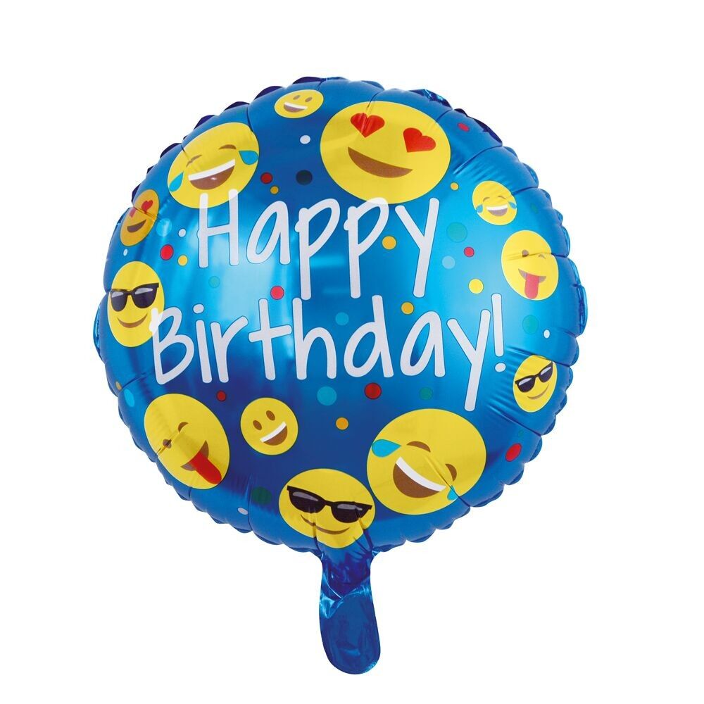 Folienballon rund 18" Emoji Happy Birthday