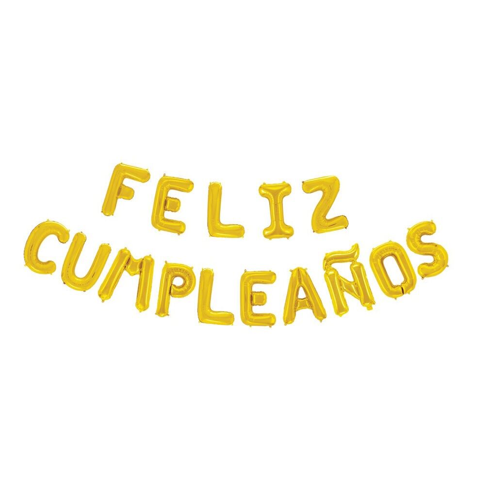 Folienballonwort 16" „Feliz Cumpleaños“ gold