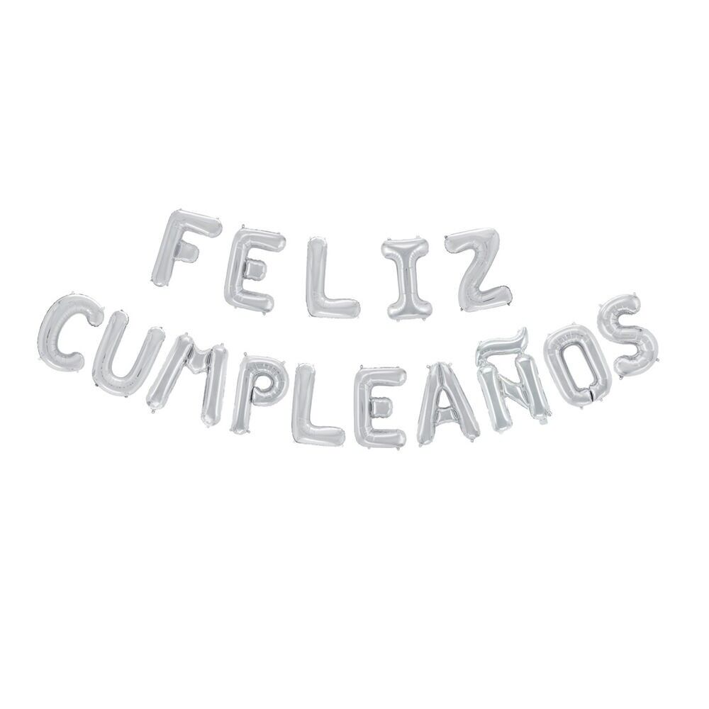 Folienballonwort 16" 'Feliz Cumpleaños' Silber