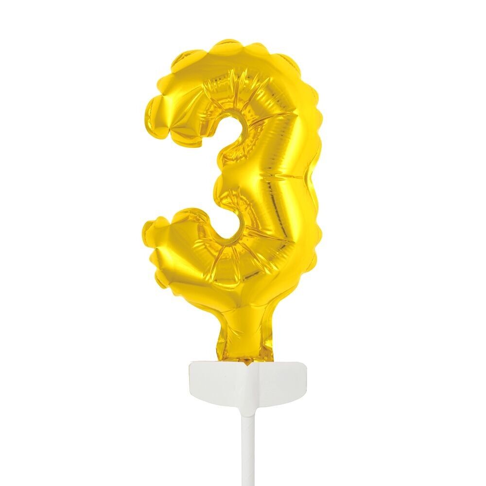 Folienballon Tortenaufsatz 5" Nr. 3 gold