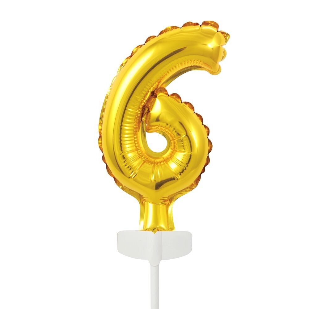 Folienballon Tortenaufsatz 5" Nr. 6 gold