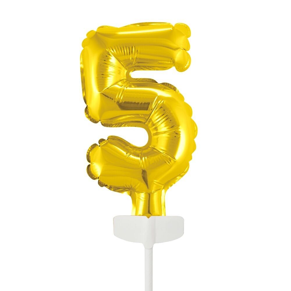 Folienballon Tortenaufsatz 5" Nr. 5 gold