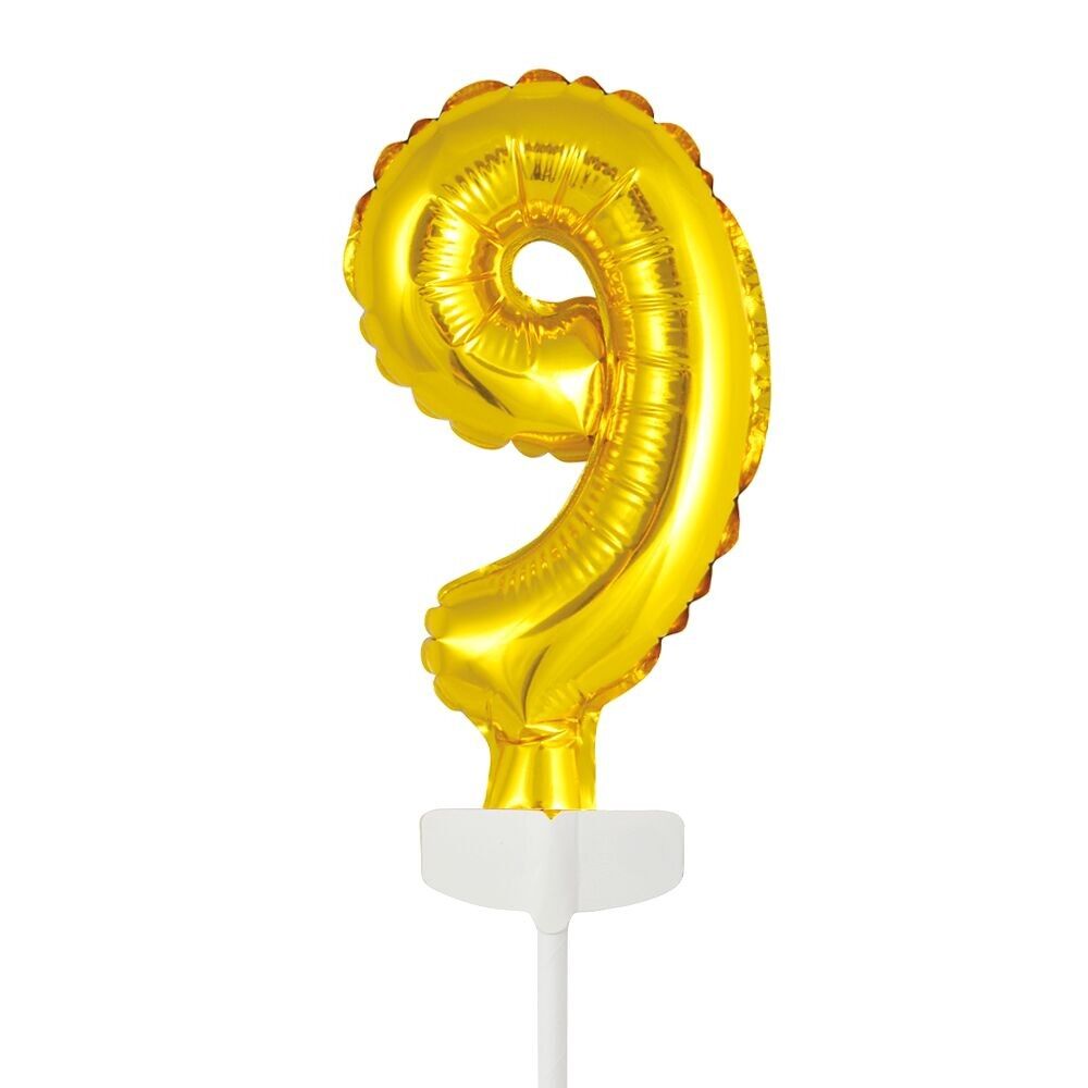 Folienballon Cake Topper 5" Nr. 9 gold