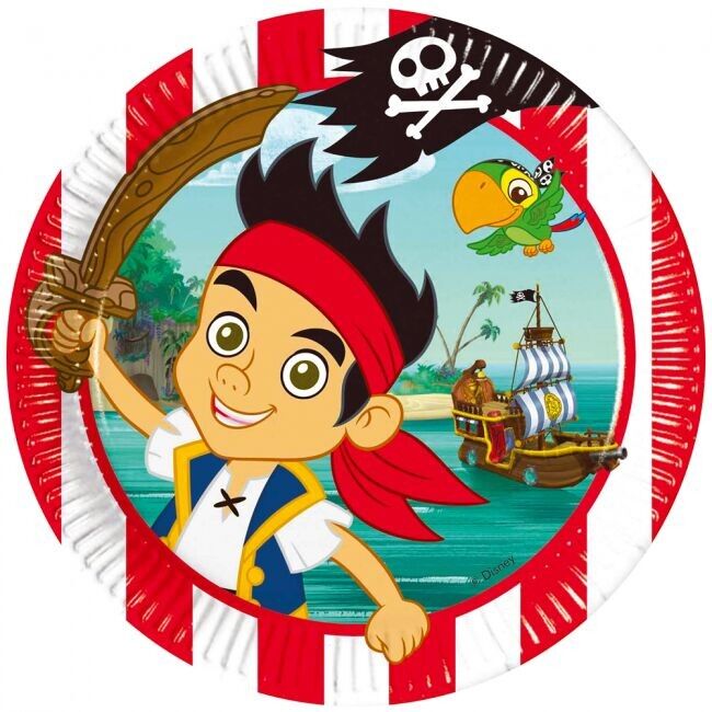 8 grandes assiettes en carton de 23 cm - Jake et les pirates du Pays Imaginaire