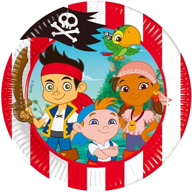 8 assiettes en carton moyennes 20 cm - Jake et les pirates du Pays Imaginaire