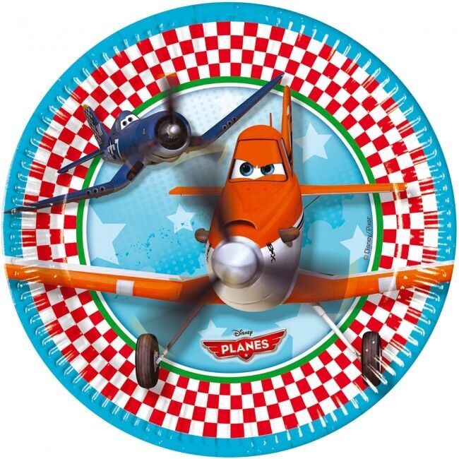8 grandes assiettes en carton 23 cm - Avions