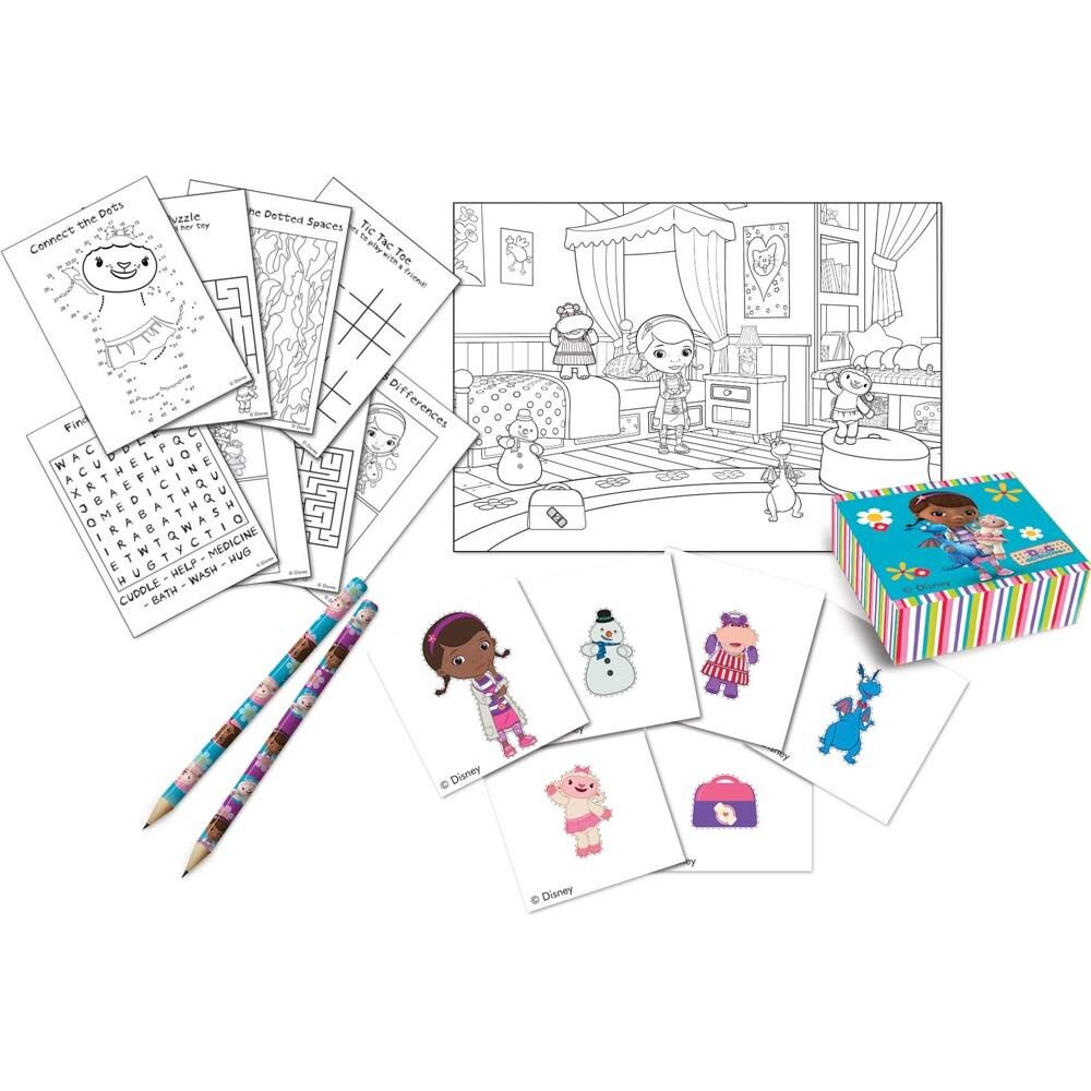 16 Aktivitätspaket (4 Bleistifte, 4 Stickerboxen, 4 Broschüren, 4 Stickerbögen) – Doc Mc Stuffins