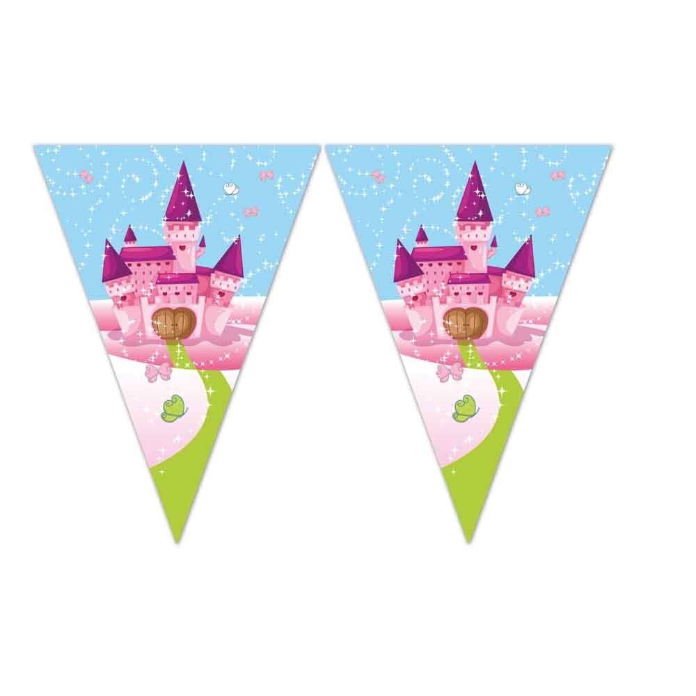 1 striscione con bandiera triangolare (9 bandiere) - Unicorno