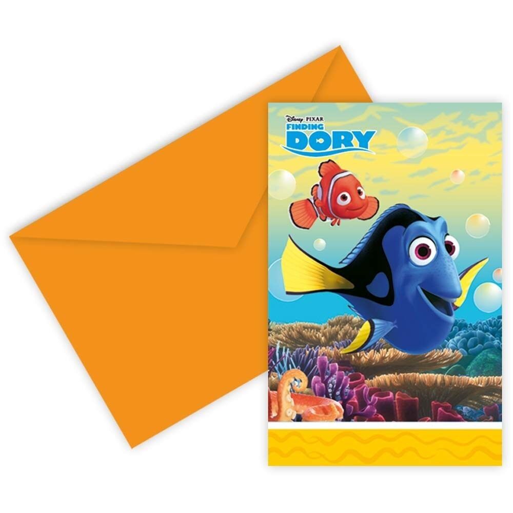 6 inviti e buste fustellati - Alla ricerca di Dory
