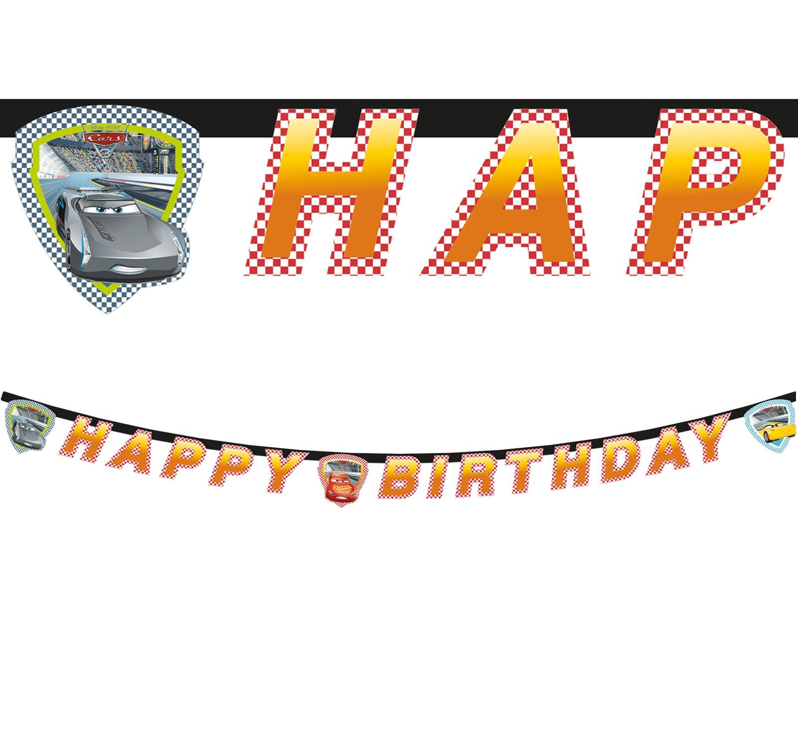 1 striscione fustellato di buon compleanno - Cars 3