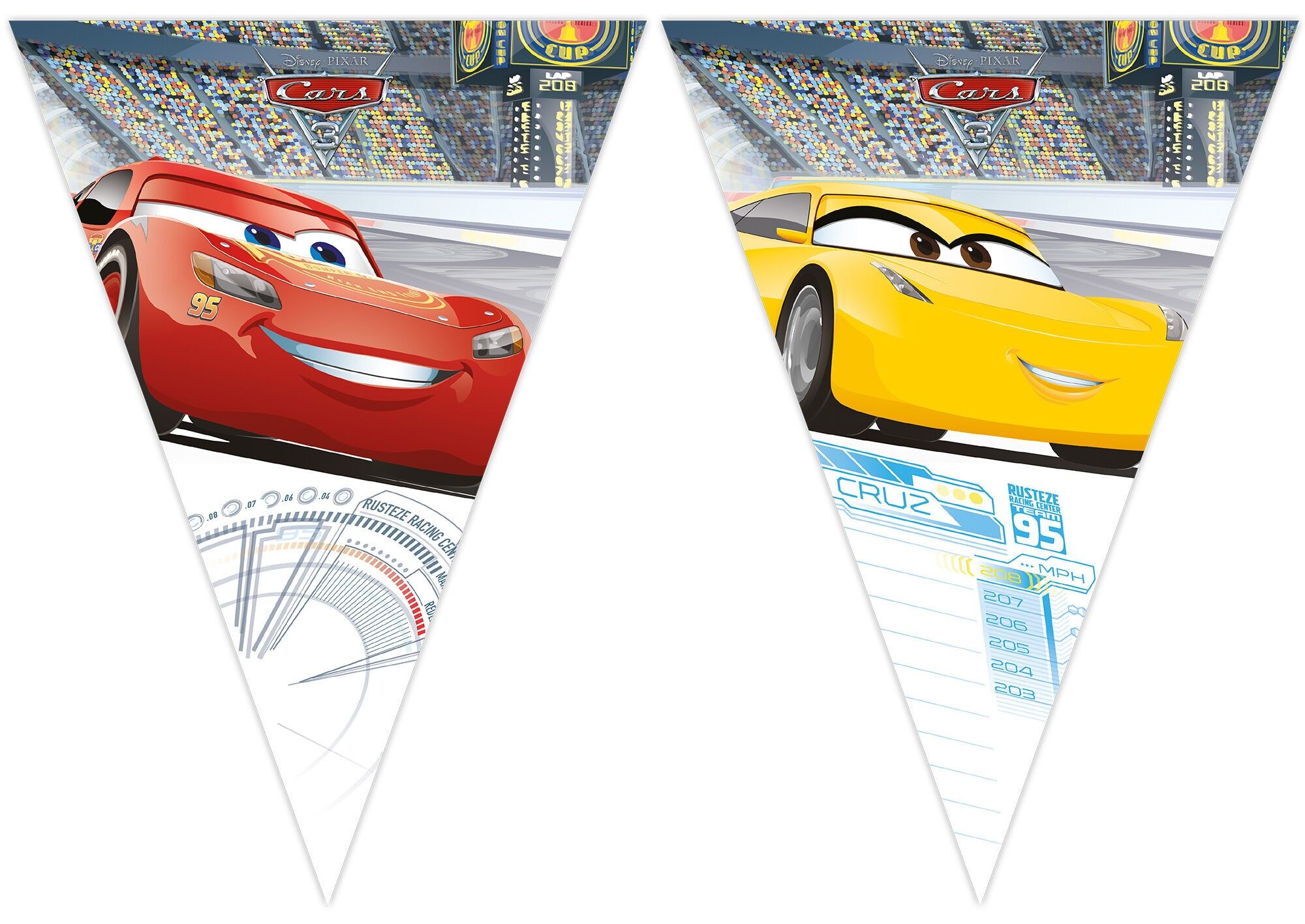 1 Dreiecksflaggenbanner (9 Flaggen) – Cars 3