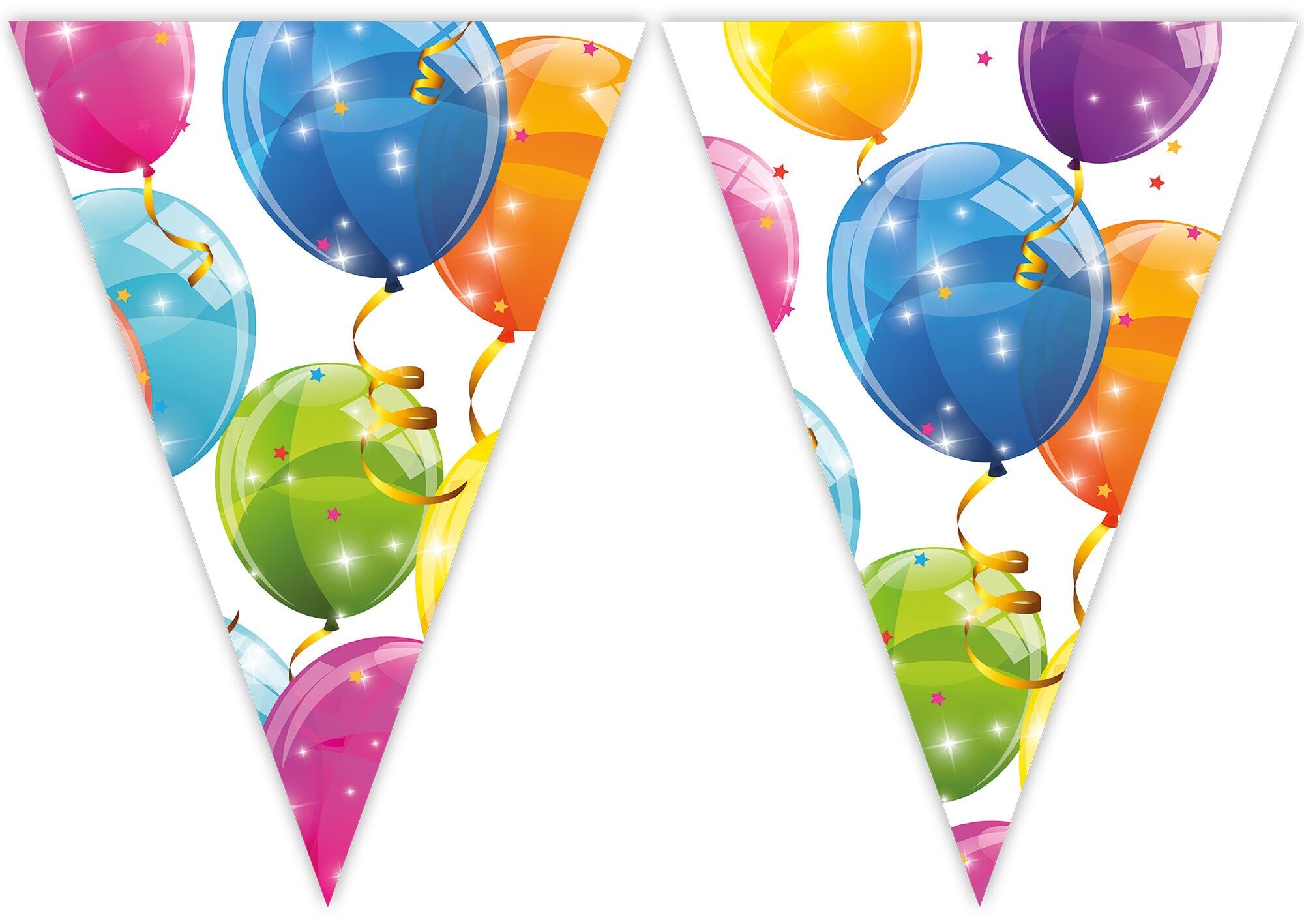 1 striscione con bandiera triangolare (9 bandiere) - Palloncini scintillanti