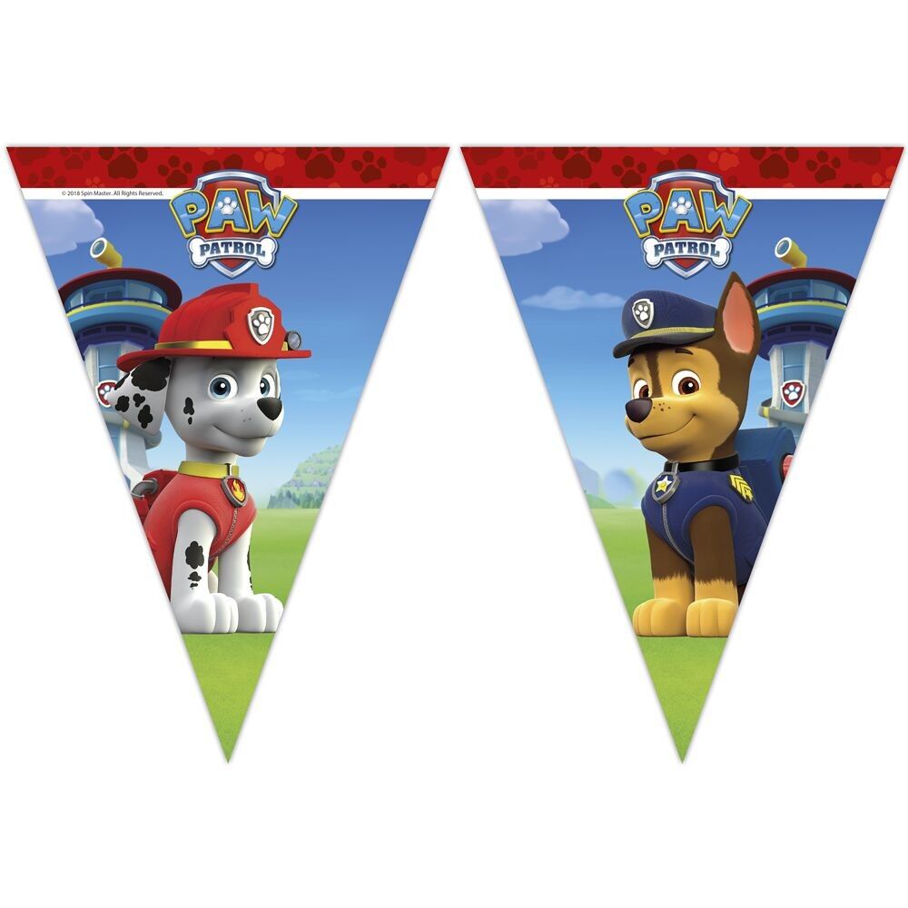 1 Dreiecksflaggenbanner (9 Flaggen) – Paw Patrol Ready For Action