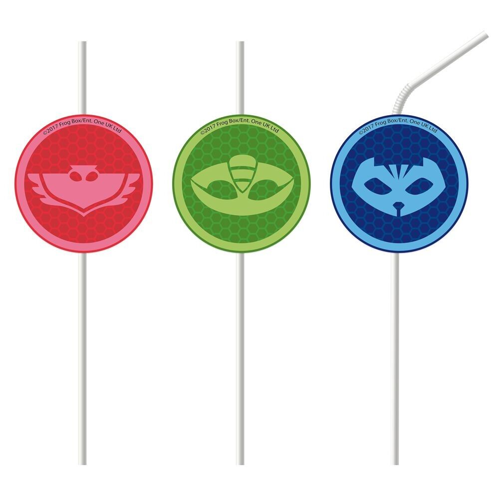 4 cannucce di carta a forma di medaglione - PJ Masks