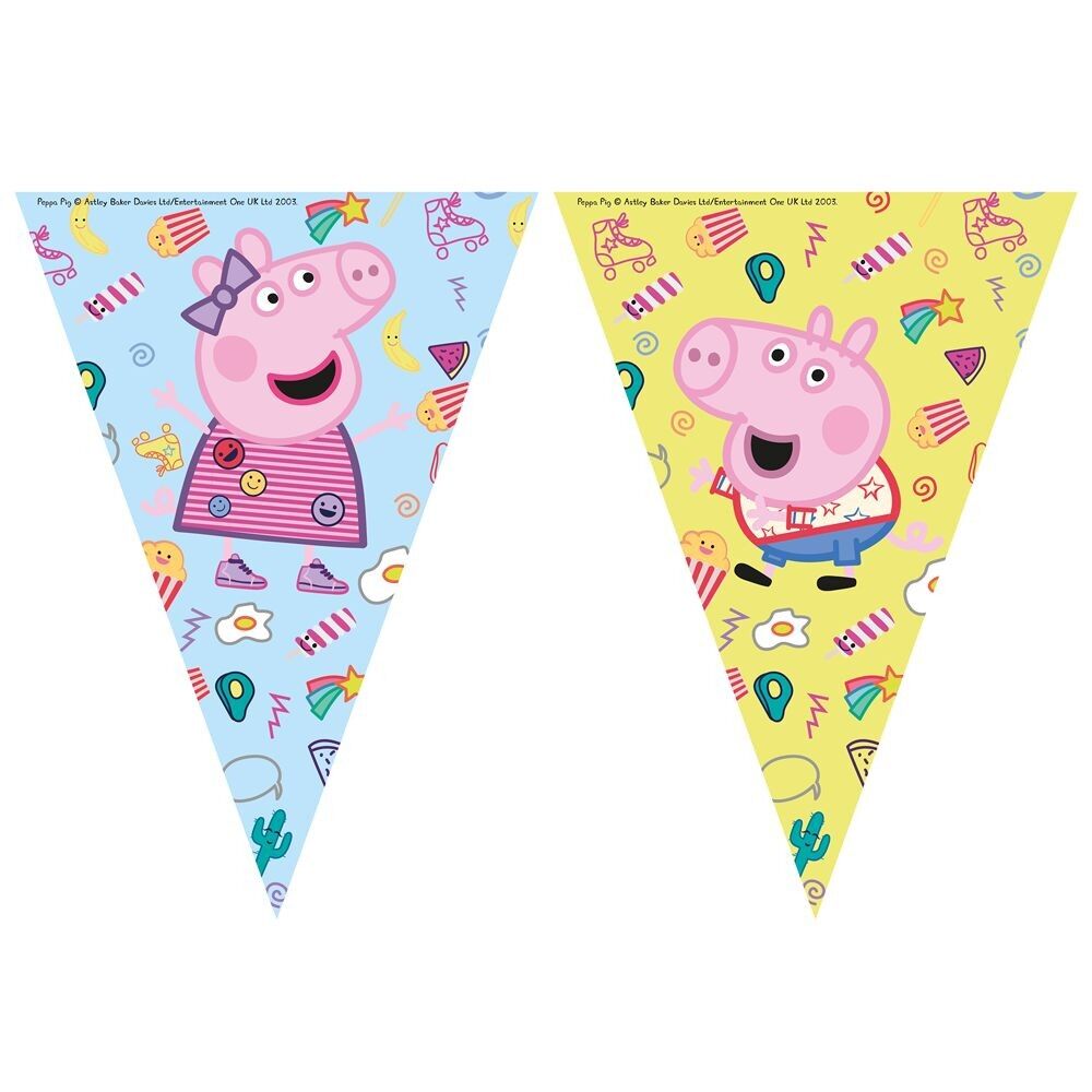 1 Dreiecksflaggenbanner (9 Flaggen) – Peppa Pig Messy Play