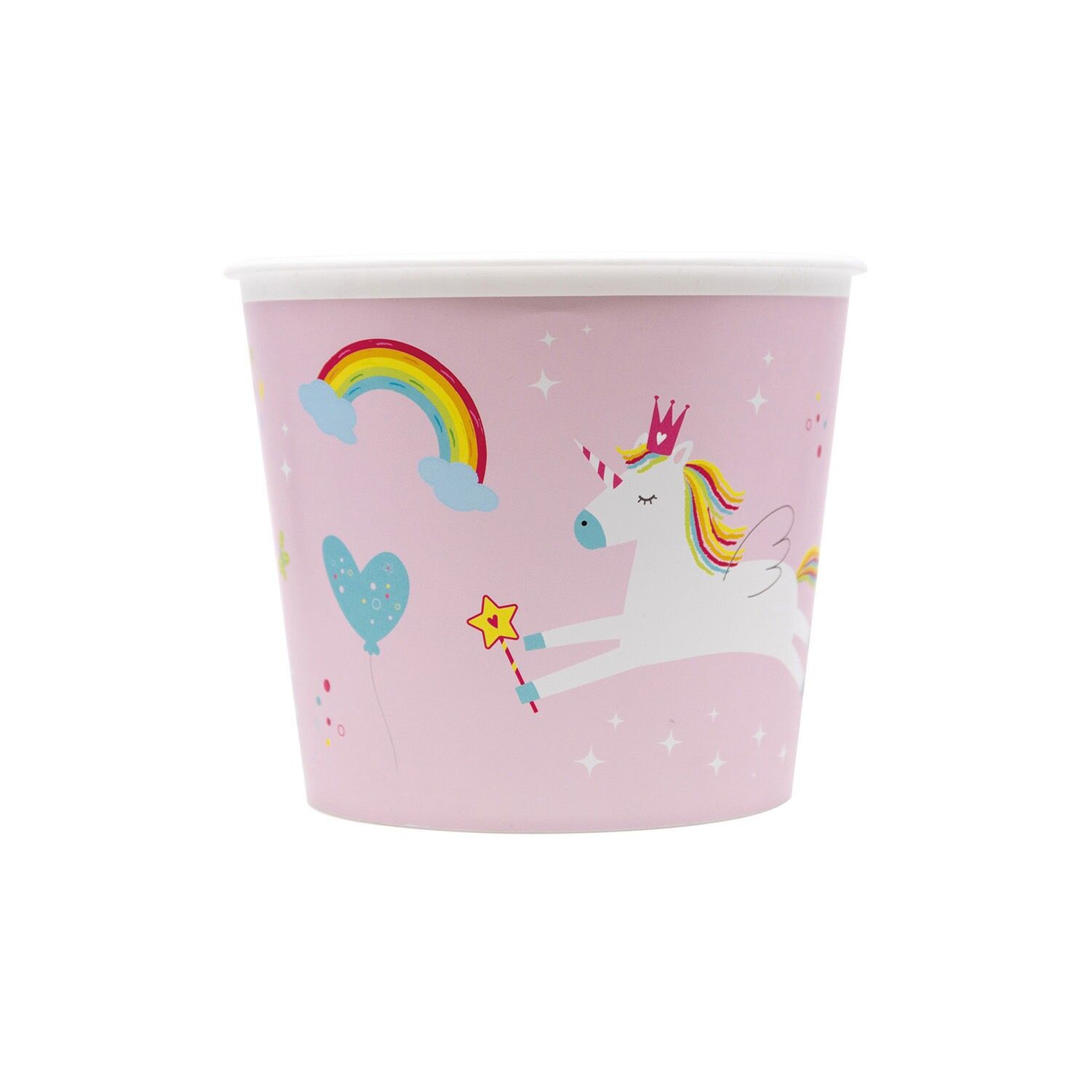 1 wiederverwendbarer Popcorn-Eimer 2.2L - Einhorn Regenbogenfarben