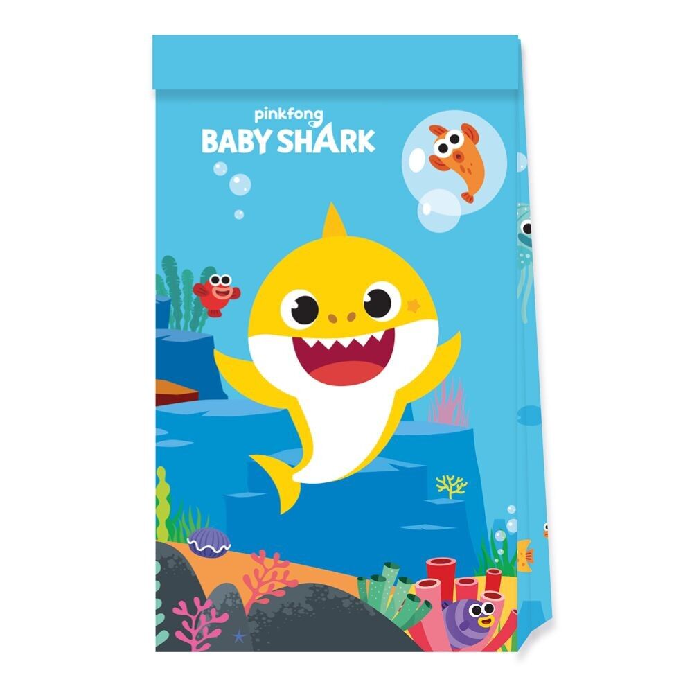 4 Papier-Partytüten - Baby Shark