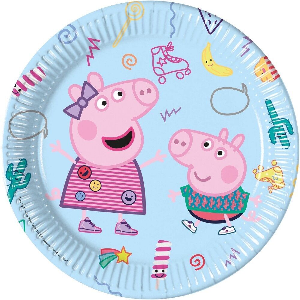 8 grandes assiettes en carton de 23 cm - Peppa Pig Messy Play