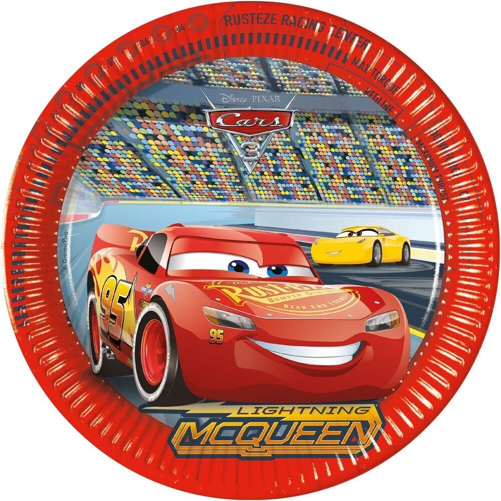 8 grandes assiettes en carton 23 cm - Cars