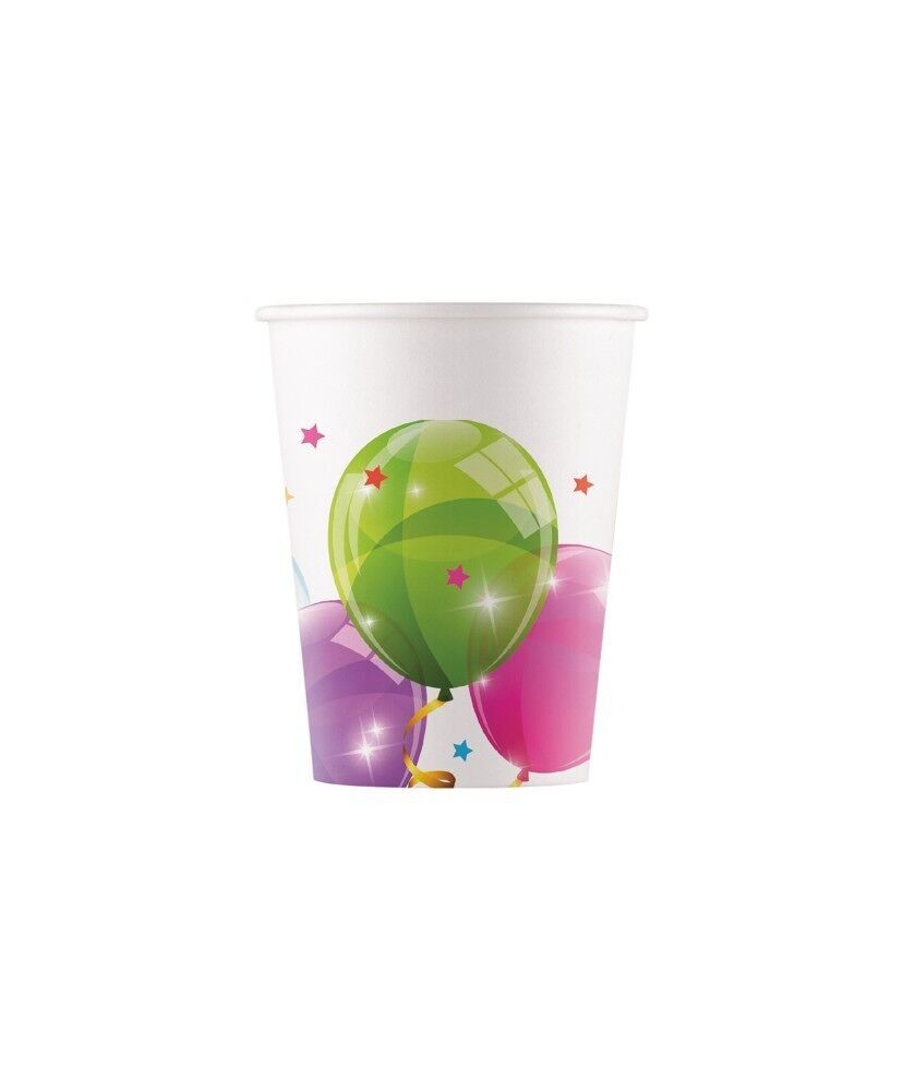 8 Bicchieri di Carta 200 ml FSC - Palloncini Scintillanti