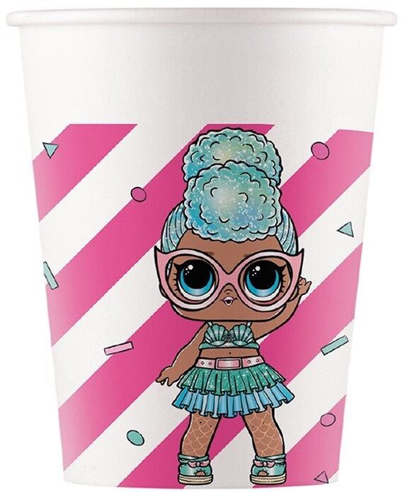 8 Bicchieri di carta 200 ml FSC - L.O.L Glitterati