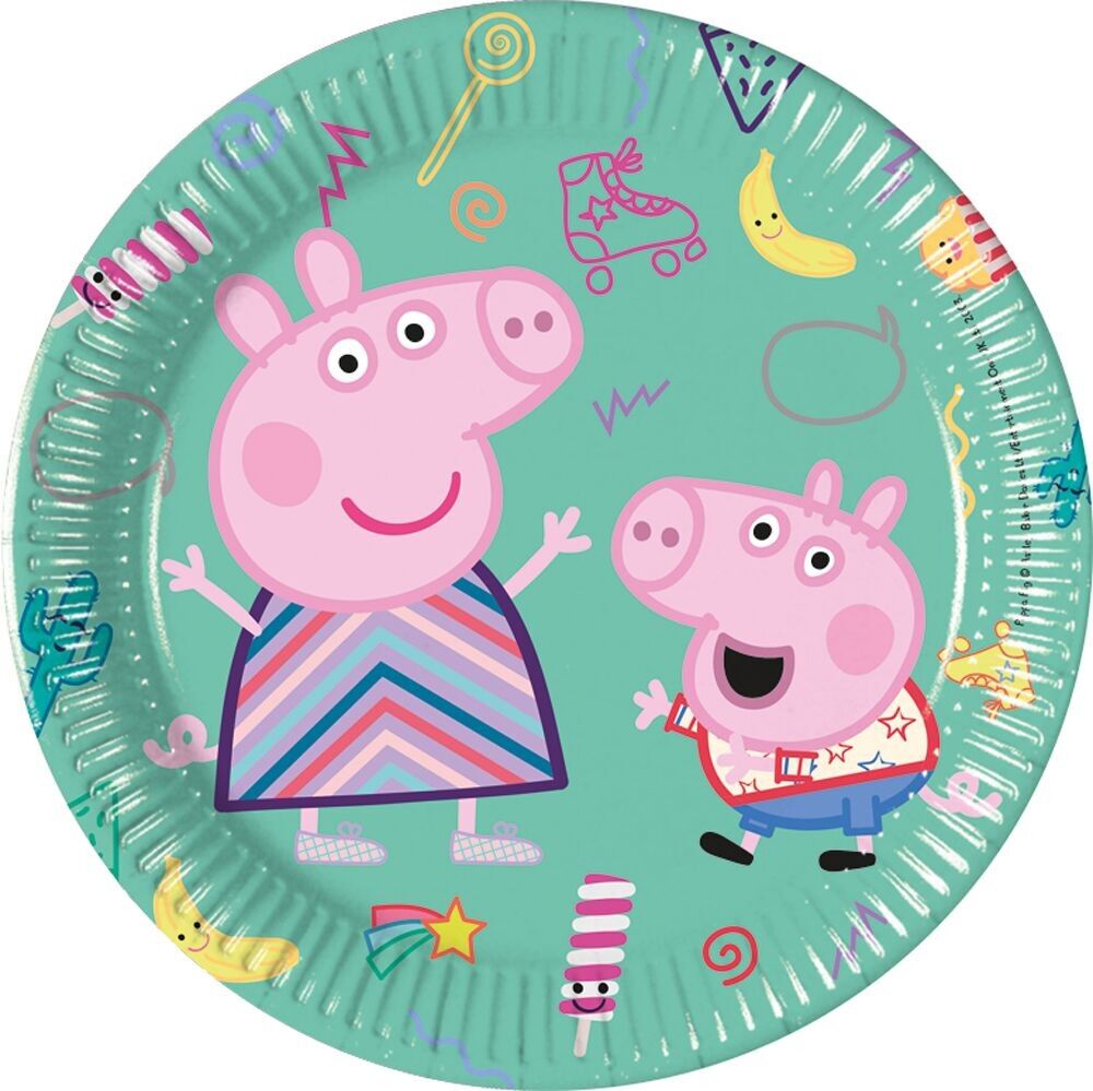 8 assiettes en carton moyennes de 20 cm - Peppa Pig Messy Play
