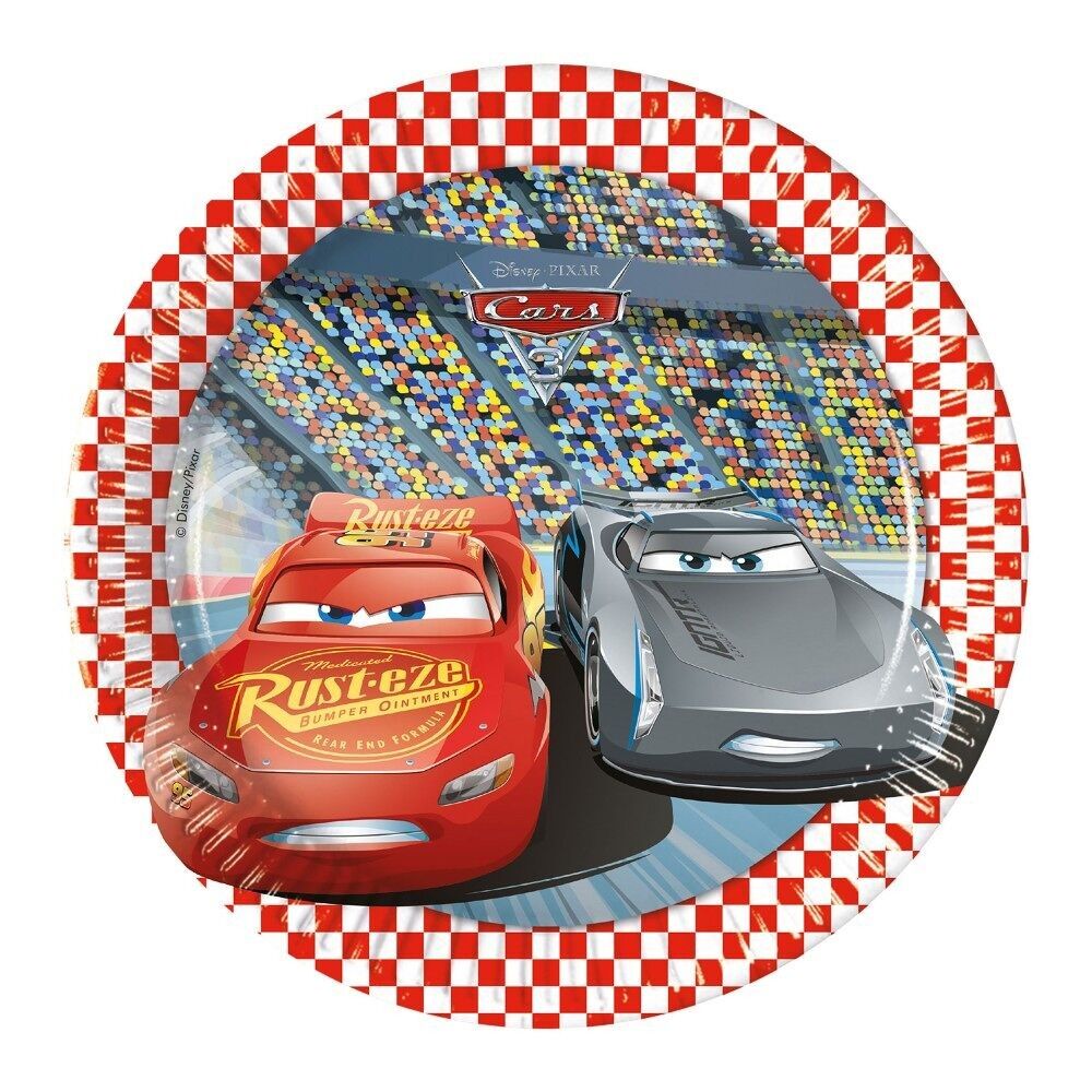 8 assiettes en carton moyennes 20 cm - Cars 3