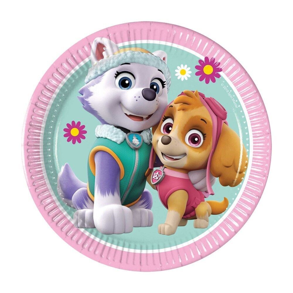 8 assiettes en carton moyennes 20 cm - Paw Patrol Skye et Everest