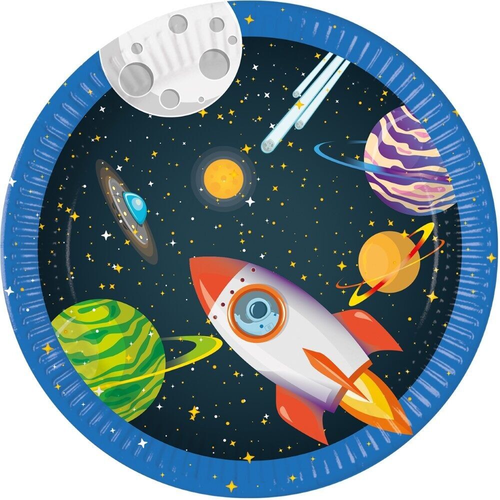 8 grandes assiettes en carton 23 cm FSC - Rocket Space