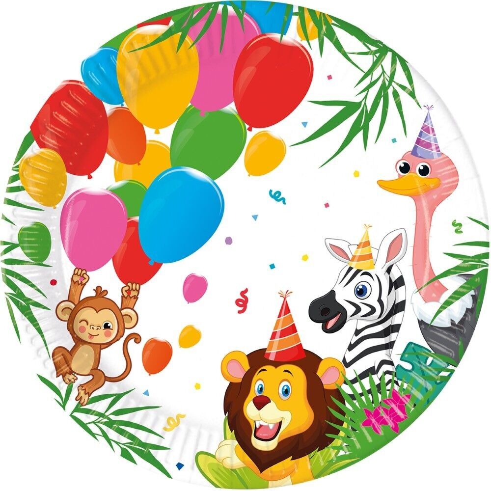 8 grandes assiettes en carton 23 cm FSC - Jungle Balloons