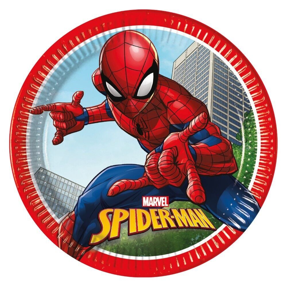 8 grandes assiettes en carton 23 cm FSC - Spiderman Crime Fighter