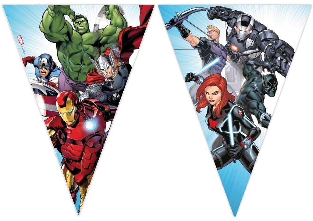 1 Papierdreieck-Flaggenbanner FSC (9 Flaggen) – Avengers Infinity Stones