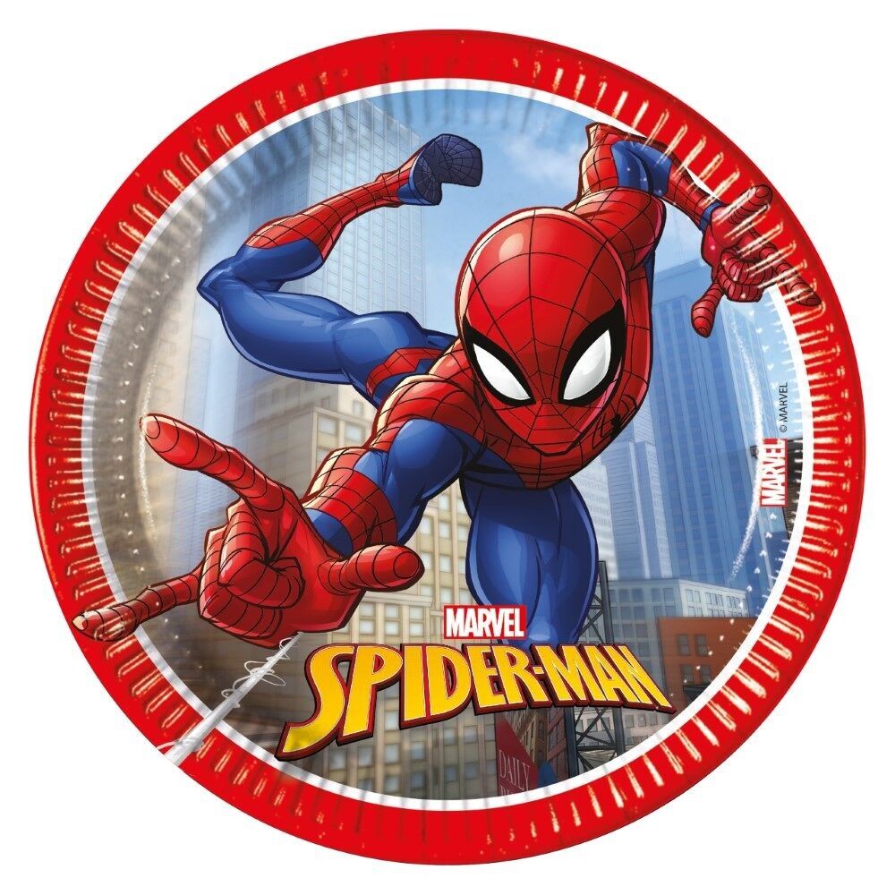 8 Pappteller mittel 20cm FSC - Spiderman Crime Fighter