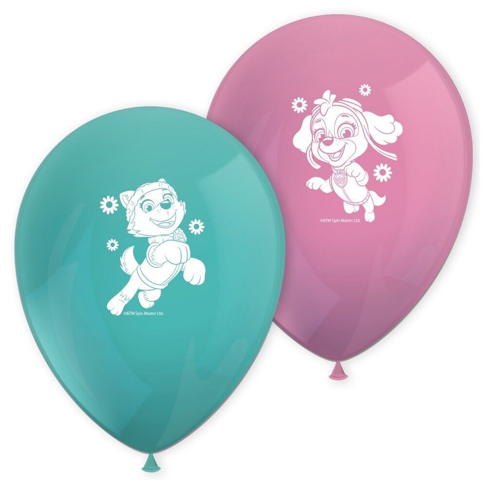 8 bedruckte Luftballons – Paw Patrol Skye und Everest