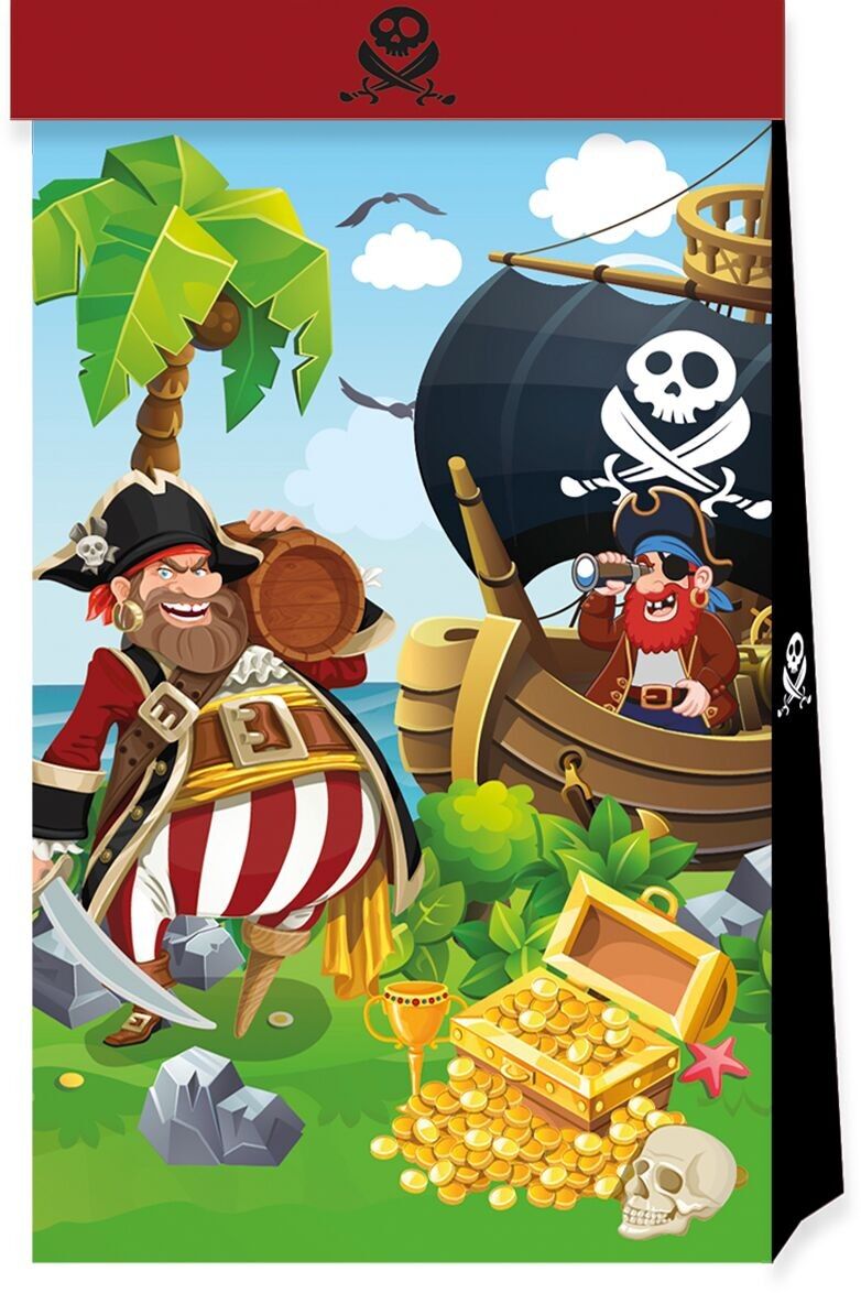 4 bolsas de fiesta FSC - Piratas de la isla