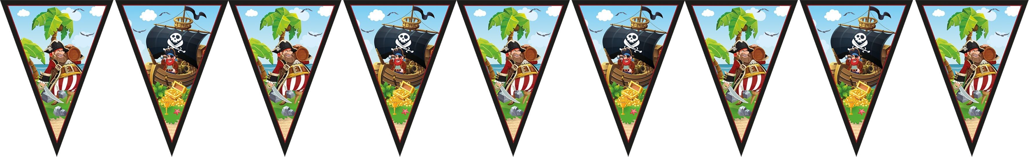 1 Bandera Triangular de Papel FSC (9 banderas) - Piratas de la Isla