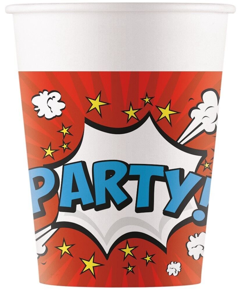 8 vasos de papel de 200 ml FSC - Boom Party
