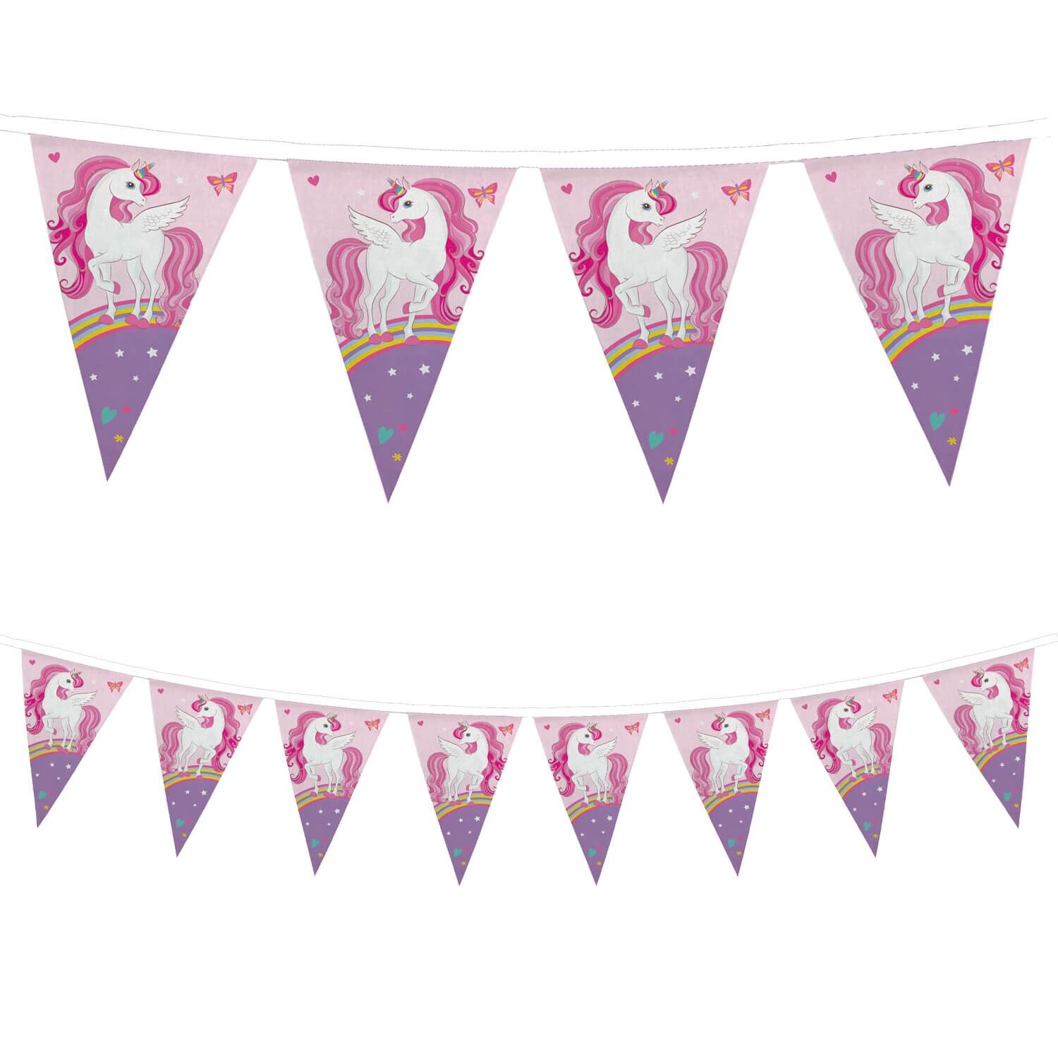 1 wiederverwendbares Flaggenbanner – Einhorn-Regenbogenfarben