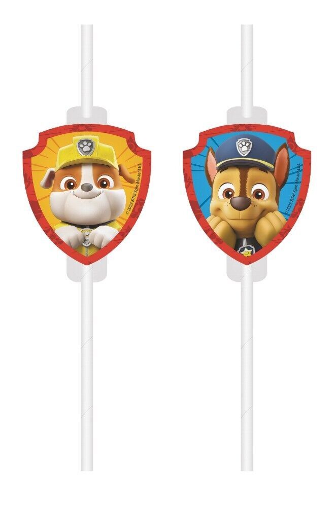 4 pailles en papier médaillon FSC - Pat' Patrouille - Rescue Heroes